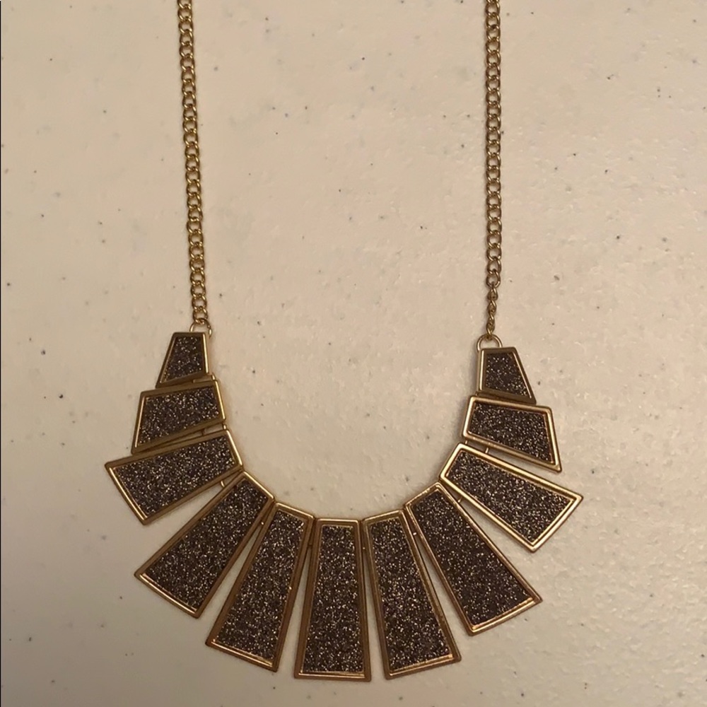 Gold and gray sparkle statement necklace